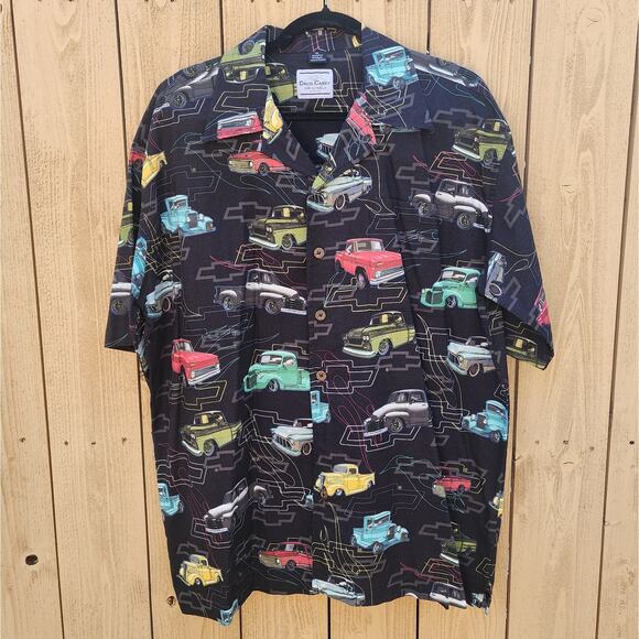 David Carey Originals Chevy Shirt Men XL Short Sleeve Allover Truck Print Button - Picture 2 of 7
